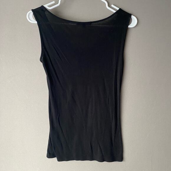 Adrienne Vittadini sz‎ S black ruffle tassel sleeveless tank blouse - Picture 4 of 9